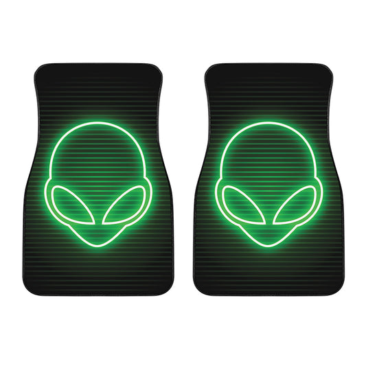 Green Light Alien Print Front Car Floor Mats