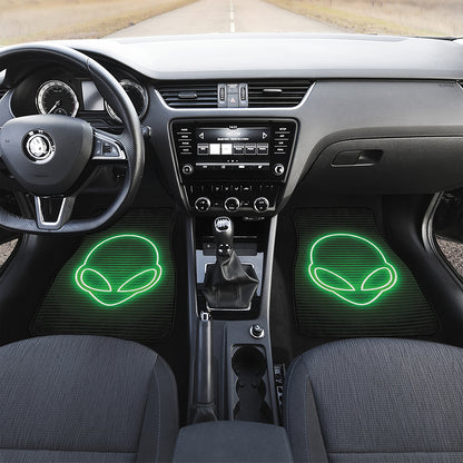 Green Light Alien Print Front Car Floor Mats