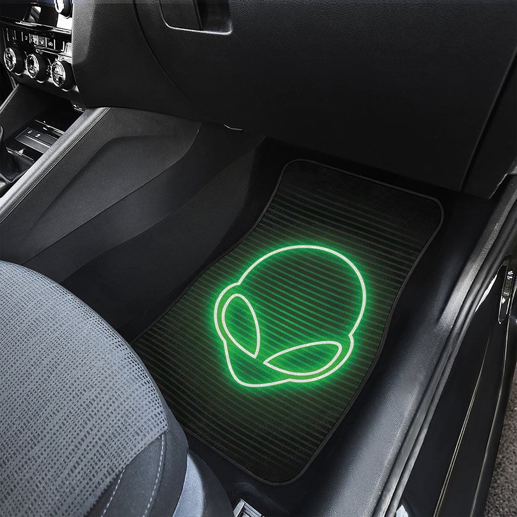 Green Light Alien Print Front Car Floor Mats