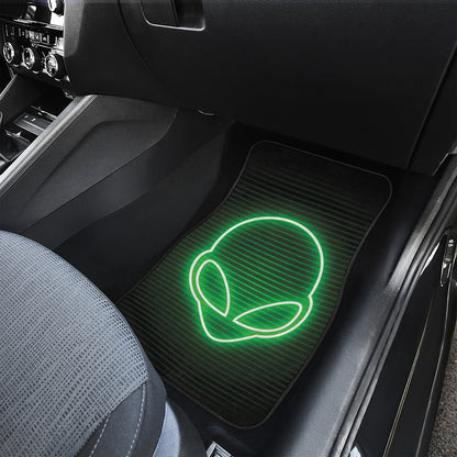 Green Light Alien Print Front Car Floor Mats