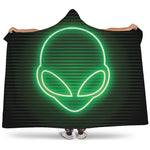Green Light Alien Print Hooded Blanket