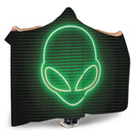 Green Light Alien Print Hooded Blanket