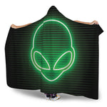 Green Light Alien Print Hooded Blanket