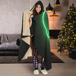 Green Light Alien Print Hooded Blanket