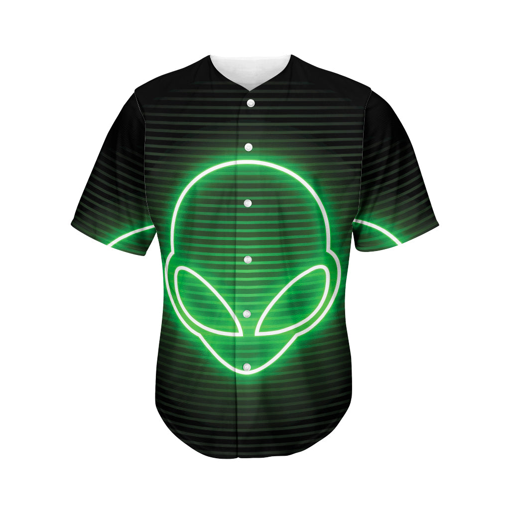 Green Light Alien Print Men's Baseball Jersey