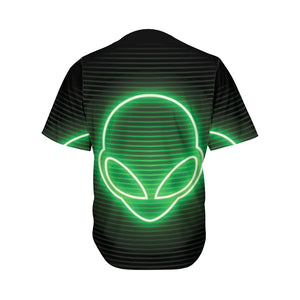 Green Light Alien Print Men's Baseball Jersey