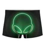 Green Light Alien Print Men's Boxer Briefs