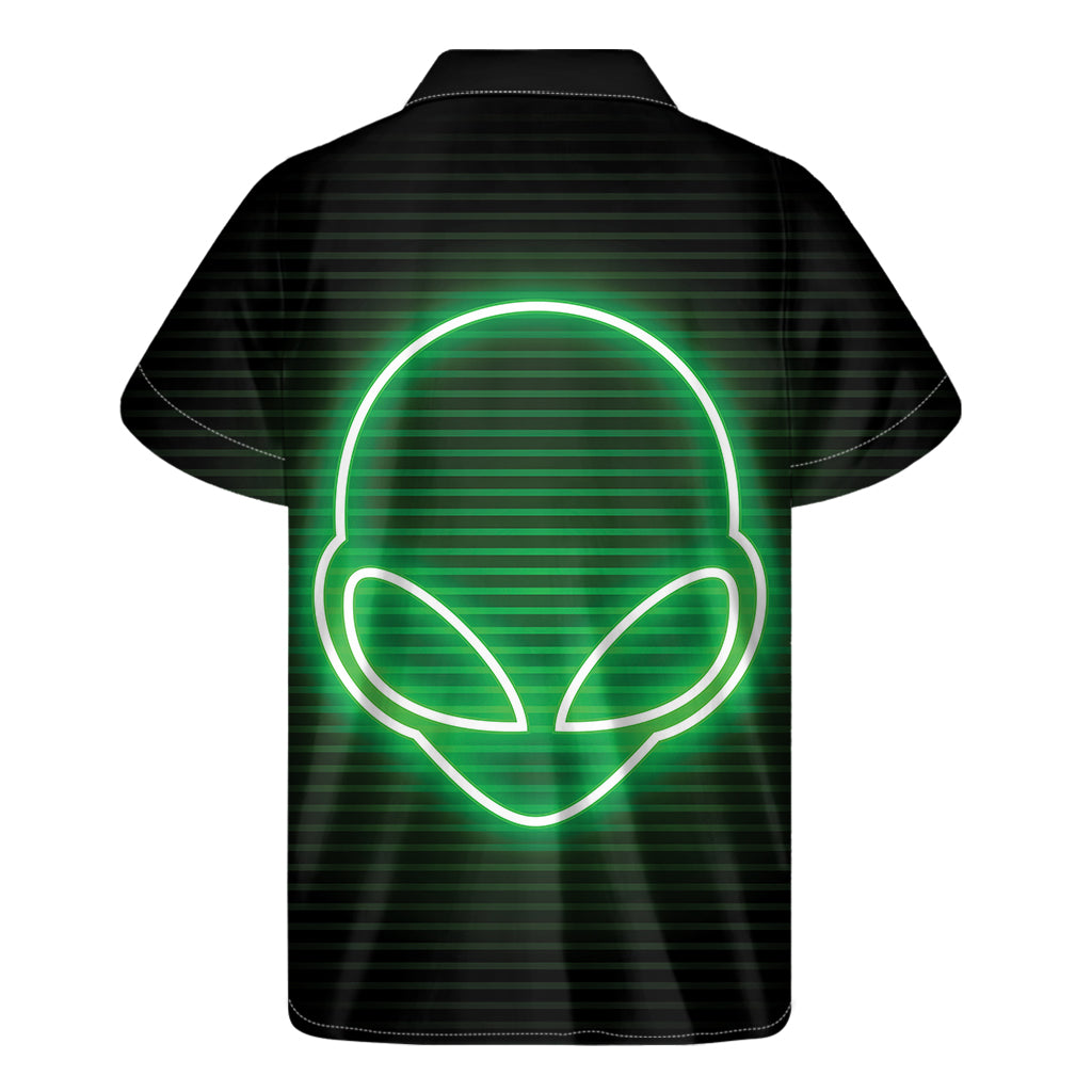 Green Light Alien Print Men's Short Sleeve Shirt