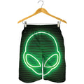 Green Light Alien Print Men's Shorts