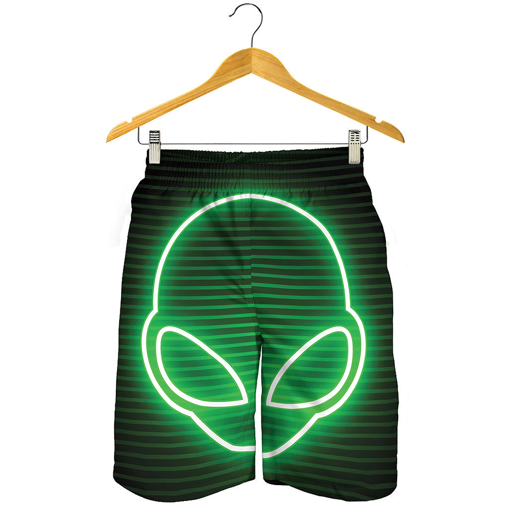 Green Light Alien Print Men's Shorts