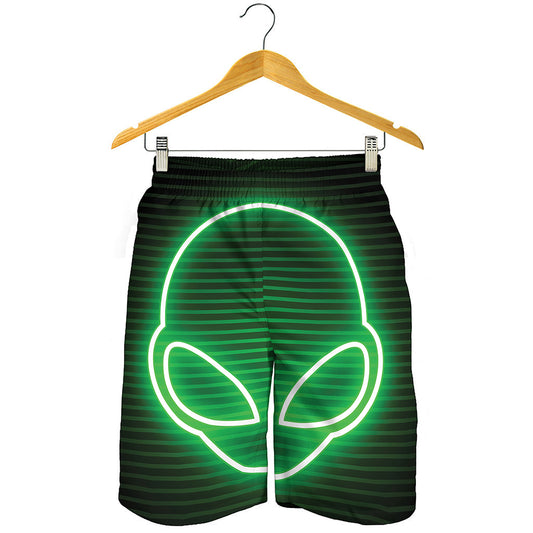 Green Light Alien Print Men's Shorts