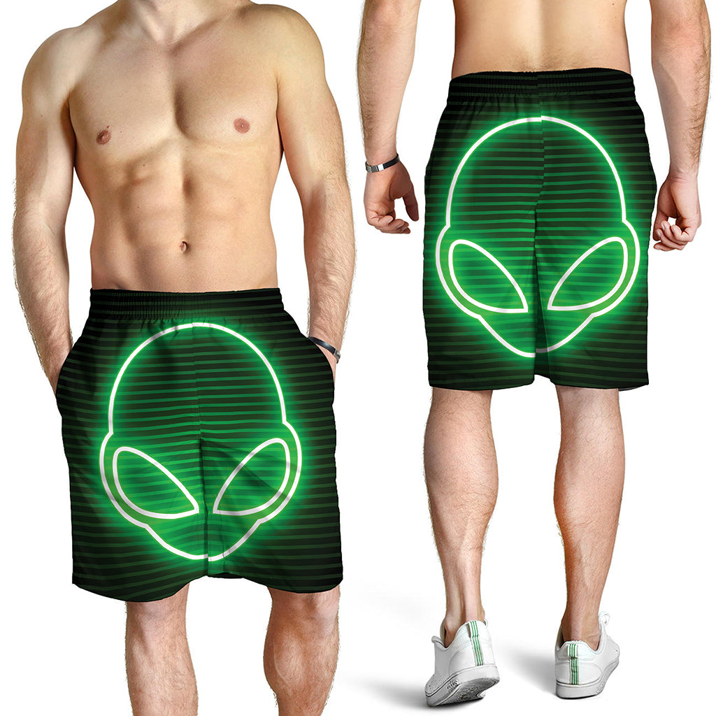Green Light Alien Print Men's Shorts