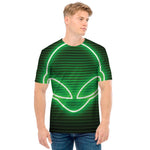 Green Light Alien Print Men's T-Shirt