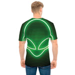Green Light Alien Print Men's T-Shirt