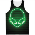 Green Light Alien Print Men's Tank Top