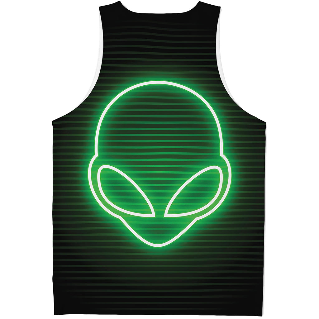 Green Light Alien Print Men's Tank Top