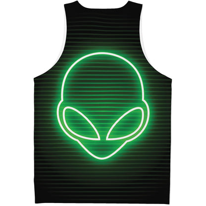 Green Light Alien Print Men's Tank Top