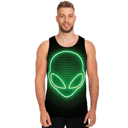 Green Light Alien Print Men's Tank Top
