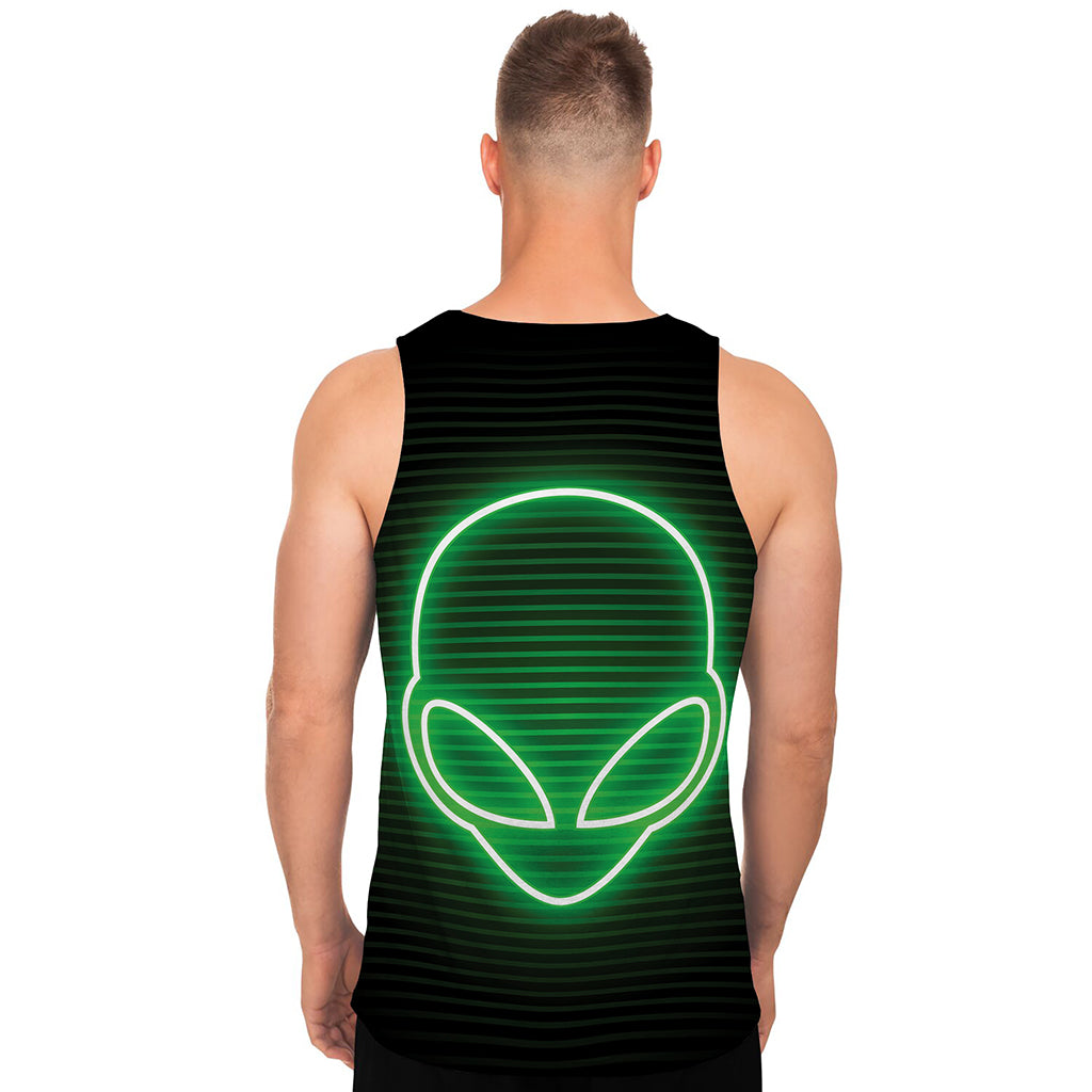Green Light Alien Print Men's Tank Top