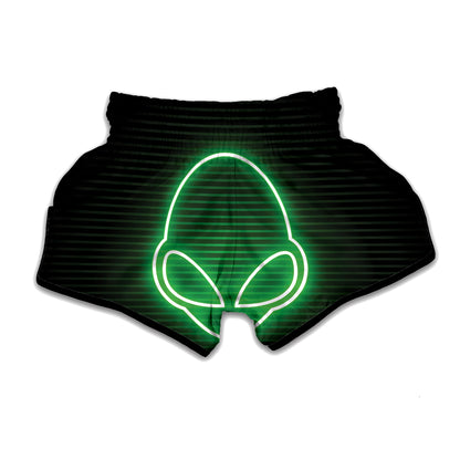 Green Light Alien Print Muay Thai Boxing Shorts
