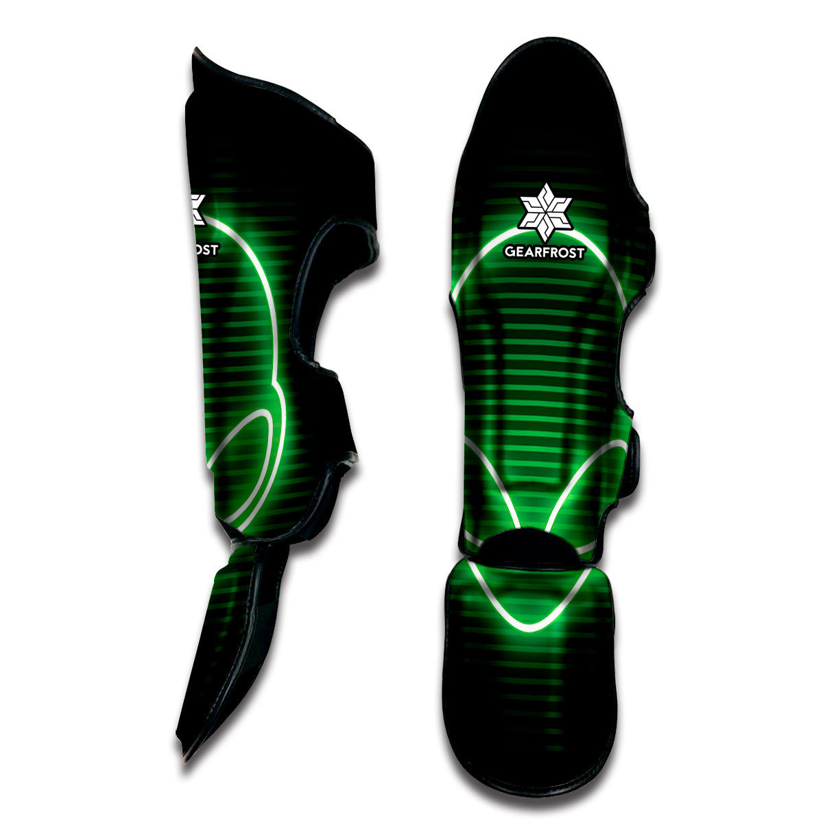 Green Light Alien Print Muay Thai Shin Guard