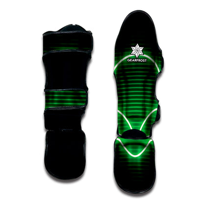 Green Light Alien Print Muay Thai Shin Guard