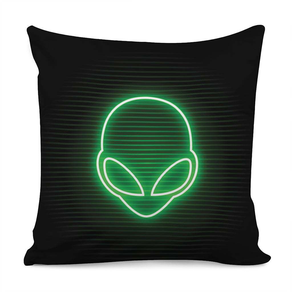 Green Light Alien Print Pillow Cover