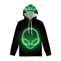 Green Light Alien Print Pullover Hoodie