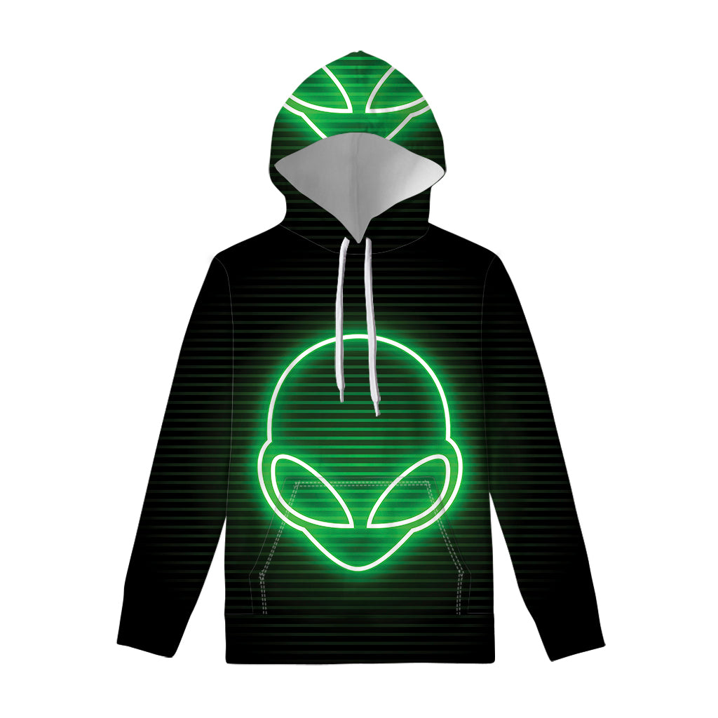 Green Light Alien Print Pullover Hoodie