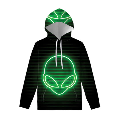 Green Light Alien Print Pullover Hoodie