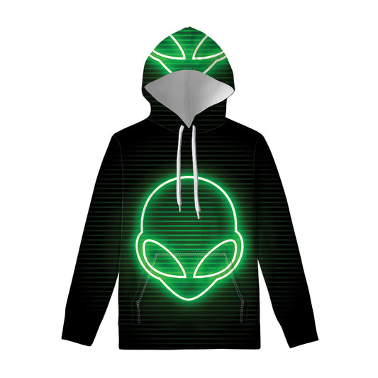 Green Light Alien Print Pullover Hoodie