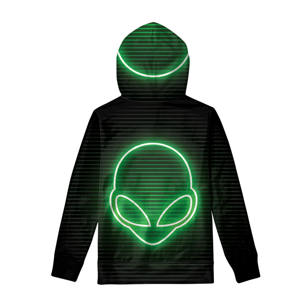 Green Light Alien Print Pullover Hoodie