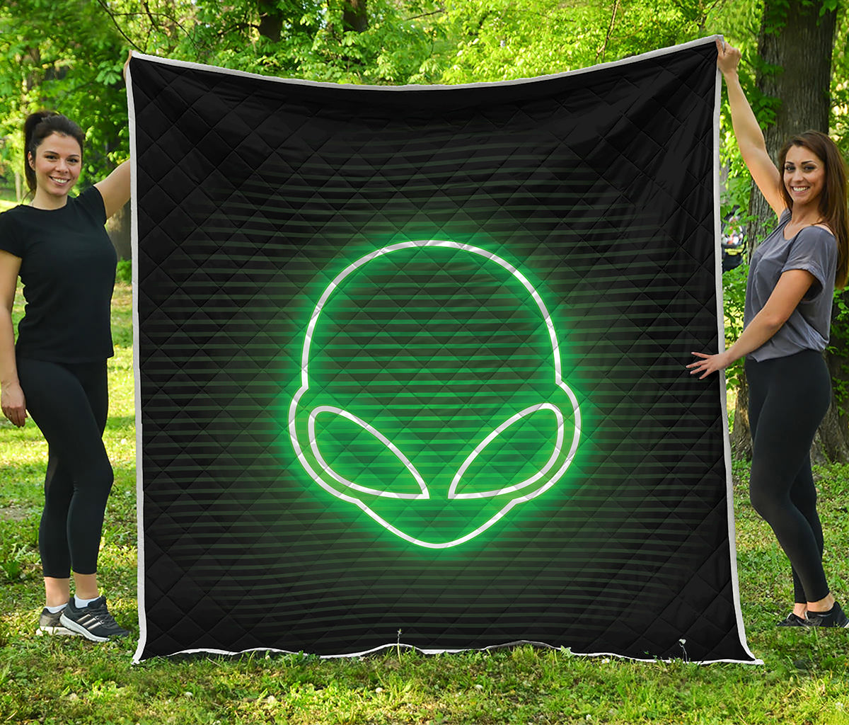 Green Light Alien Print Quilt