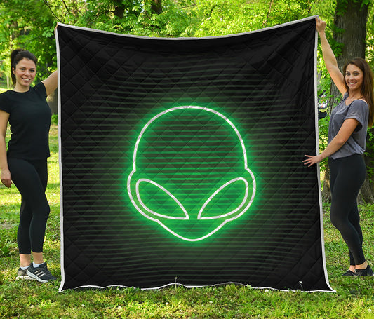 Green Light Alien Print Quilt