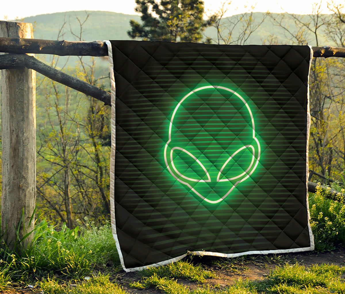 Green Light Alien Print Quilt