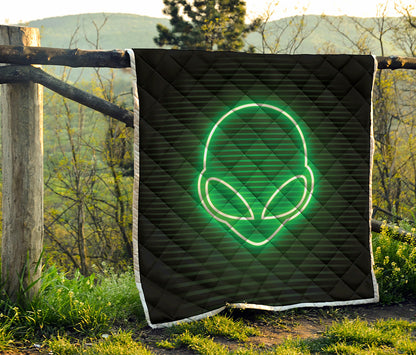 Green Light Alien Print Quilt