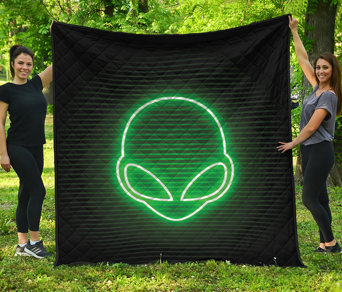 Green Light Alien Print Quilt