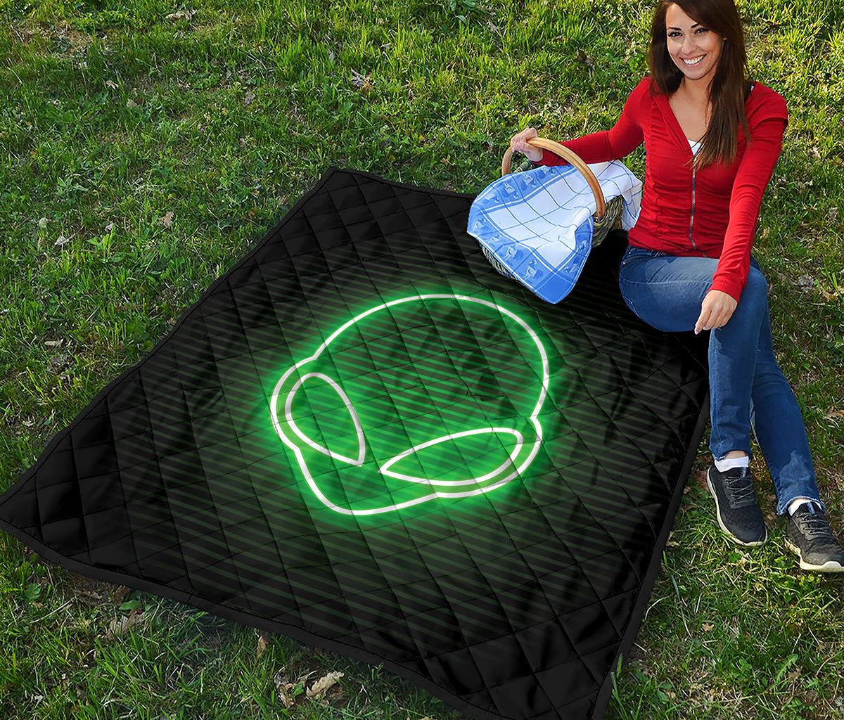 Green Light Alien Print Quilt