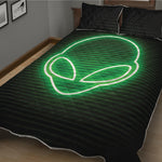 Green Light Alien Print Quilt Bed Set