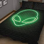 Green Light Alien Print Quilt Bed Set