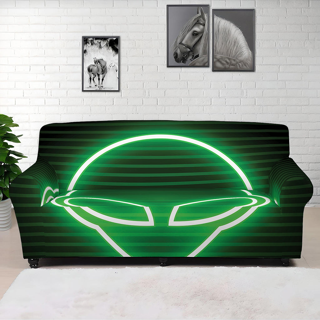 Green Light Alien Print Sofa Cover