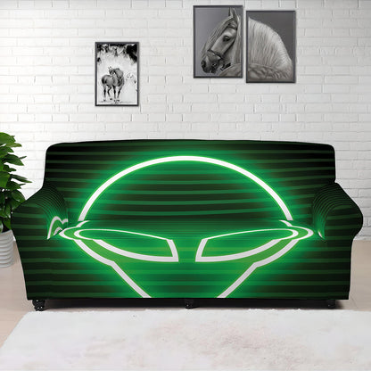 Green Light Alien Print Sofa Cover