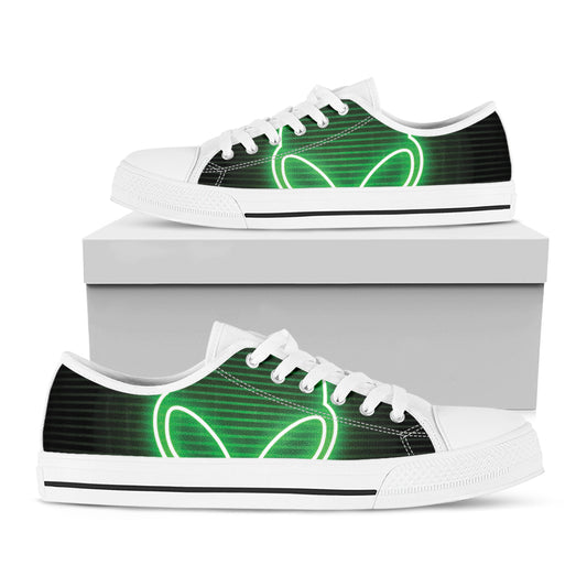 Green Light Alien Print White Low Top Shoes