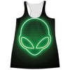 Green Light Alien Print Women's Racerback Tank Top