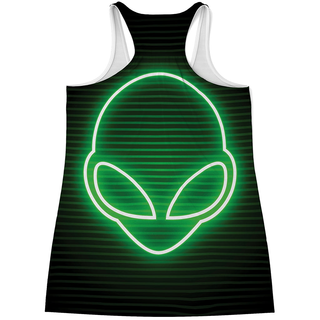 Green Light Alien Print Women's Racerback Tank Top