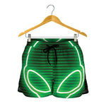 Green Light Alien Print Women's Shorts