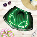 Green Light Alien Print Women's Shorts
