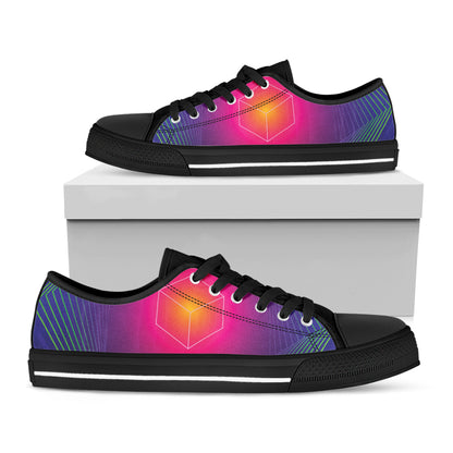 Green Light EDM Geometric Print Black Low Top Shoes