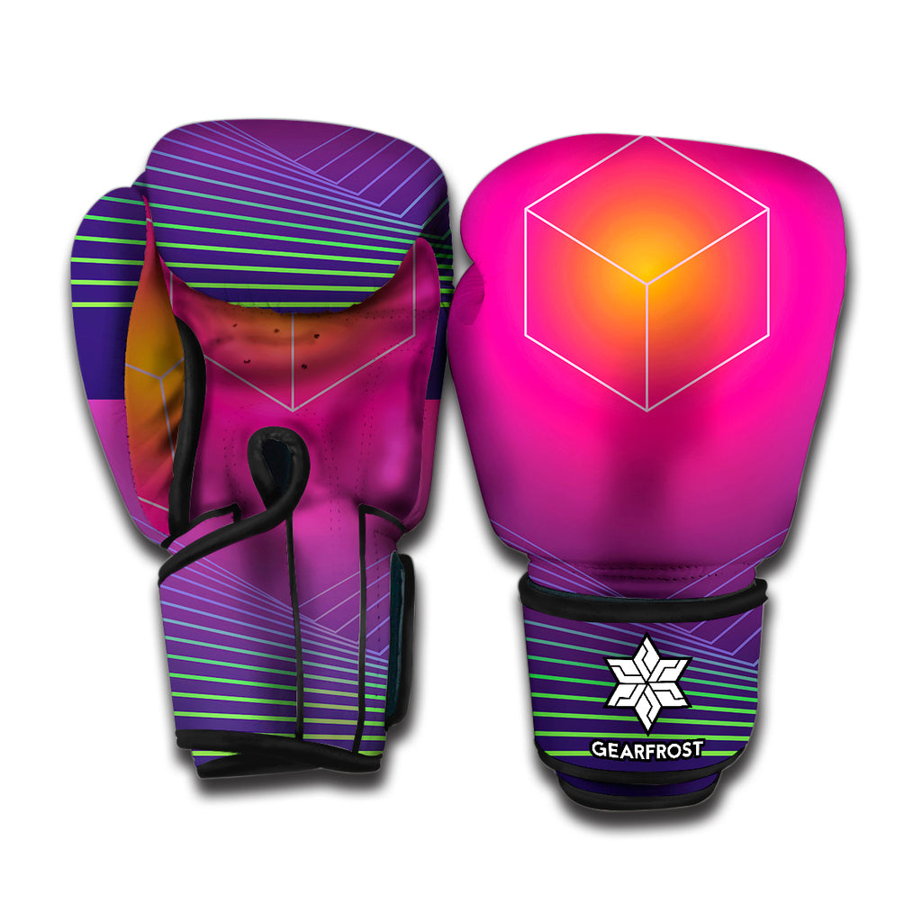 Green Light EDM Geometric Print Boxing Gloves