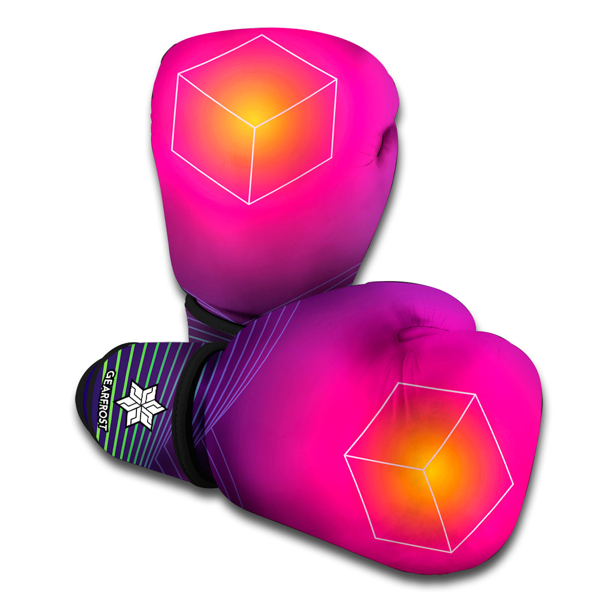 Green Light EDM Geometric Print Boxing Gloves